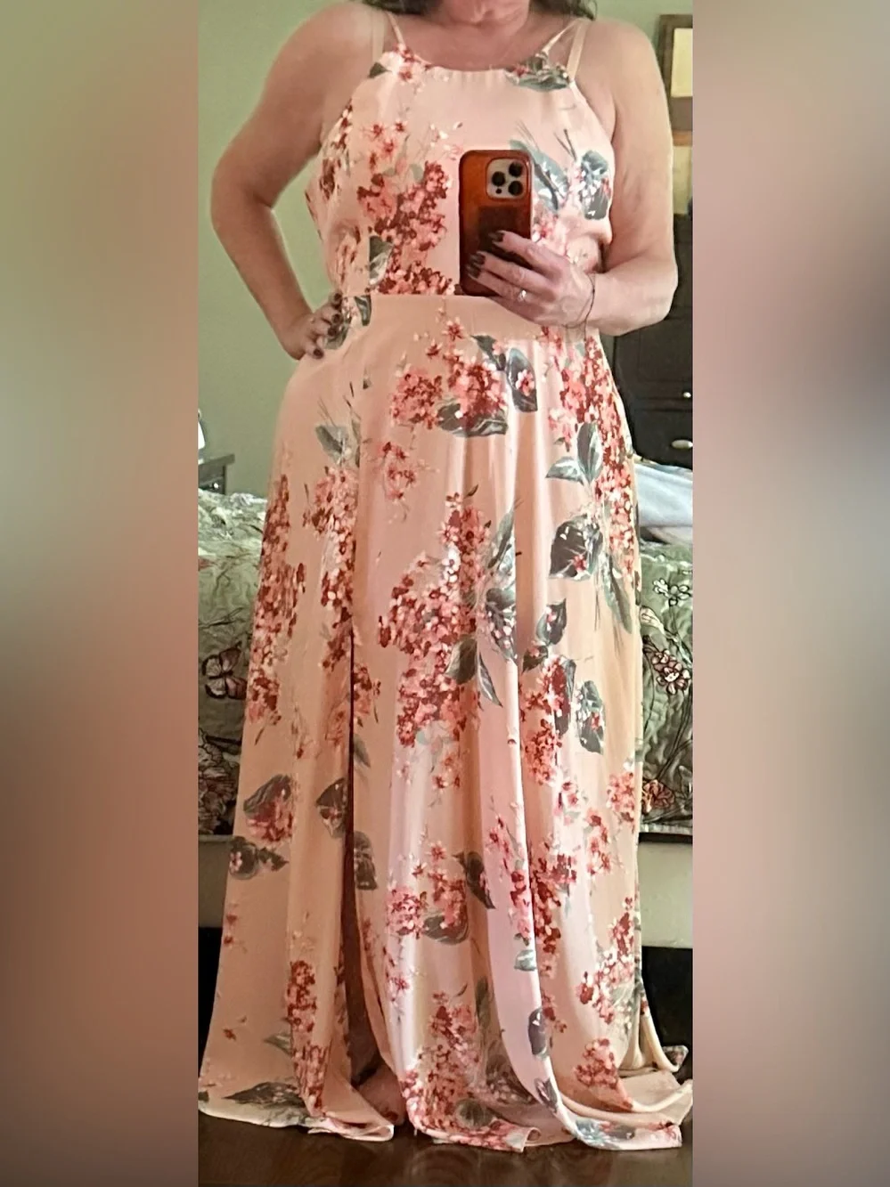 LuLu’s Sleeveless Pink Floral Maxi Dress
